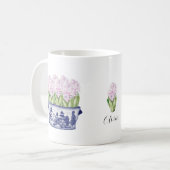 Roze Hyacinten in Chinoiserie Planter Keramiek Koffiemok (Voorkant links)
