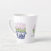 Roze Hyacinten in Chinoiserie Planter Keramiek Latte Mok (Linkerhoek)