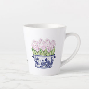 Roze Hyacinten in Chinoiserie Planter Keramiek Latte Mok