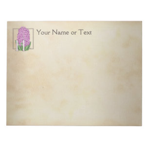 Roze hyacinth Floral - Gepersonaliseerd monogram Notitieblok