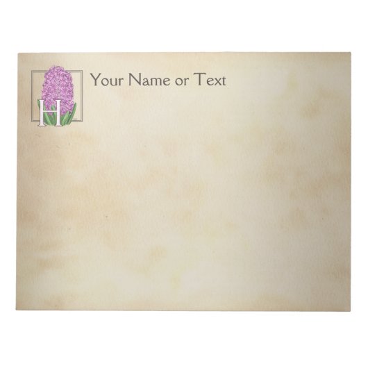 Roze hyacinth Floral - Gepersonaliseerd monogram Notitieblok (Voorkant)