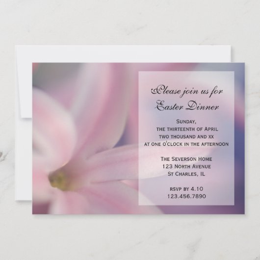 Roze hyacinthe Flower Easter Dinner Kaart (Voorkant)