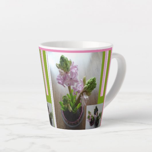 Roze hyacinths Design Latte Mok (Rechterhoek)