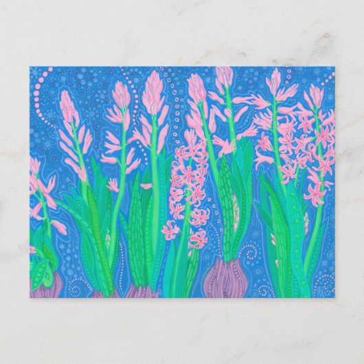 Roze hyacinths Spring Flowers Floral Art Painting Briefkaart (Voorkant)