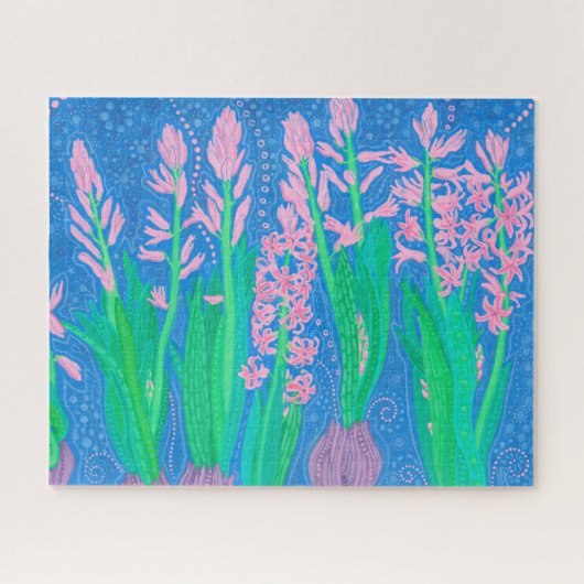 Roze hyacinths Spring Flowers Floral Art Painting Legpuzzel (Horizontaal)