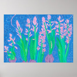 Roze hyacinths Spring Flowers Floral Art Painting Poster