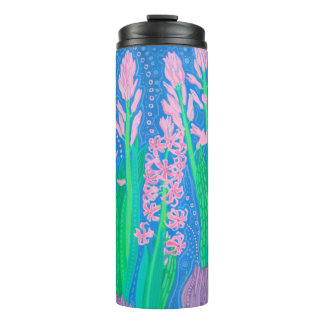 Roze hyacinths Spring Flowers Floral Art Painting Thermosbeker