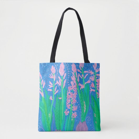 Roze hyacinths Spring Flowers Floral Art Painting Tote Bag (Voorkant)