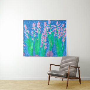 Roze hyacinths Spring Flowers Floral Art Painting Wandkleed