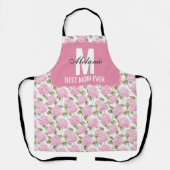  Roze Hydragea Bloempatroon Monogram Beste Moeder  Schort (Voorkant)