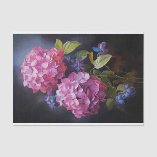Roze Hydrangea 1 Decoupage papier (Voorkant)