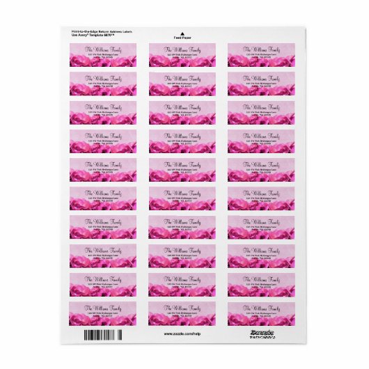 Roze Hydrangea aangepaste adreslabel Etiket (Full Sheet)