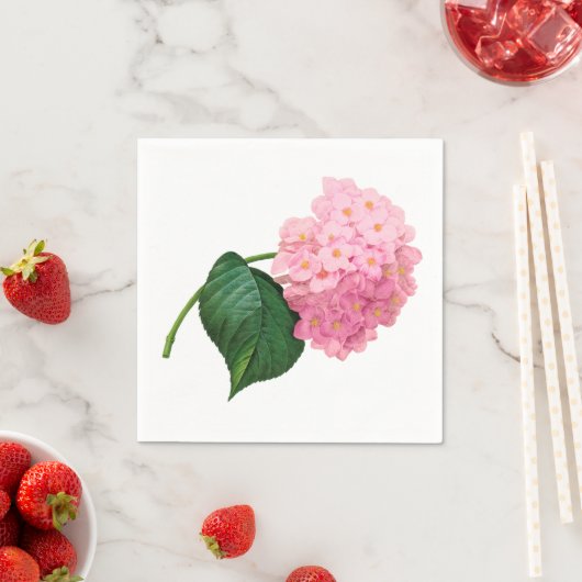 Roze hydrangea Aangepaste, witte standaard Napkin Servetten (Insitu)