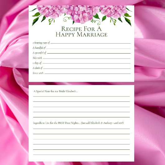 Roze Hydrangea Advice Recipe Kaart