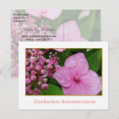 Roze hydrangea afstuderen van een bloemmeisje aankondigingskaart (Voorkant / Achterkant)