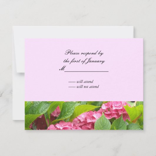 Roze Hydrangea Antwoordkaart RSVP Kaartje (Voorkant)