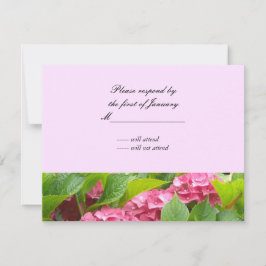 Roze Hydrangea Antwoordkaart RSVP Kaartje