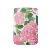 Roze Hydrangea Aquarel Bloemstuk Kust Badmat (Voorkant Verticaal)