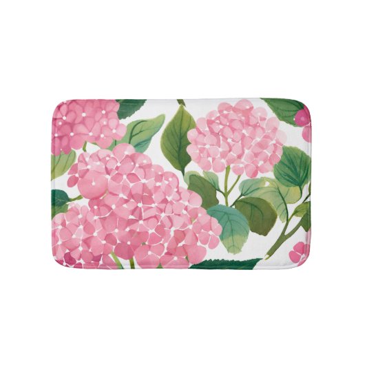 Roze Hydrangea Aquarel Bloemstuk Kust Badmat (Voorkant)