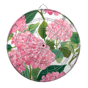 Roze Hydrangea Aquarel Bloemstuk Kust Dartbord