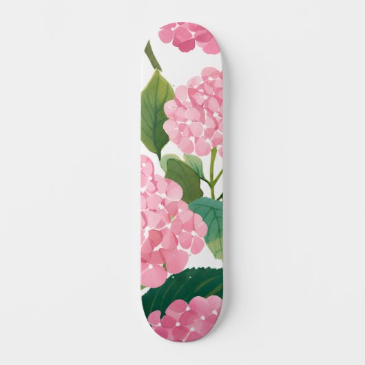 Roze Hydrangea Aquarel Bloemstuk Kust Persoonlijk Skateboard (Voorkant)