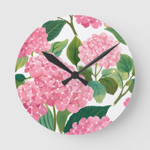 Roze Hydrangea Aquarel Bloemstuk Kust Ronde Klok