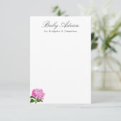 Roze Hydrangea Baby Advies Kaart (Staand voorkant)