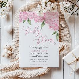Roze Hydrangea Baby in Bloom Baby Shower Kaart