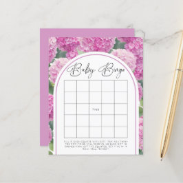 Roze Hydrangea Baby shower Baby Bingo Spel