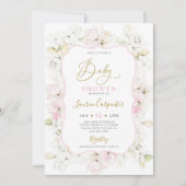 Roze Hydrangea Baby shower Meisje Kaart (Voorkant)
