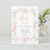 Roze Hydrangea Baby shower Meisje Kaart (Staand voorkant)