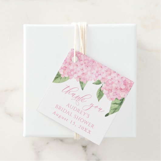 Roze Hydrangea Bedankt Aangepaste Bruidsdouche Bedankjes Labels (In situ)