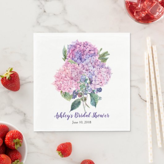 Roze Hydrangea bessen Floral Vrijgezellenfeest Servet (Insitu)