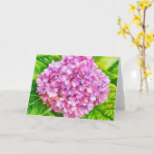 Roze Hydrangea Bloeiende Waterverf Stijl Kaart (Gele Bloem)