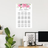 Roze Hydrangea Bloem 16 Tafels ZITPLAATJE Poster (Thuiskantoor)