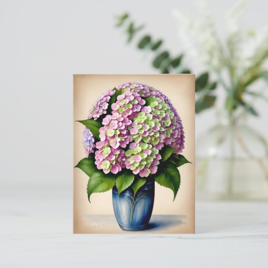  Roze Hydrangea Bloem Briefkaart (Staand voorkant)