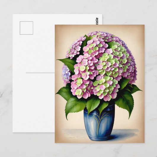  Roze Hydrangea Bloem Briefkaart (Voorkant / Achterkant)