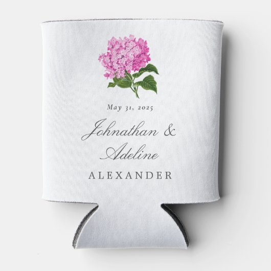 Roze Hydrangea Bloem Bruiloft Favor Blikjeskoeler (Voorkant)