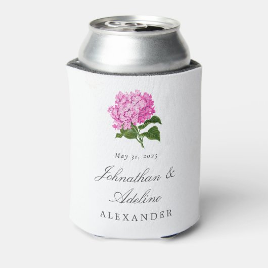 Roze Hydrangea Bloem Bruiloft Favor Blikjeskoeler (Blikje Achterkant)