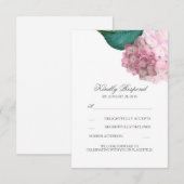 Roze Hydrangea Bloem Bruiloft RSVP Kaarten Kaartje (Voorkant / Achterkant)