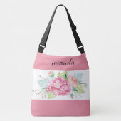 Roze Hydrangea Bloem Elke Dag of Strand  Crossbody Tas (Voorkant)