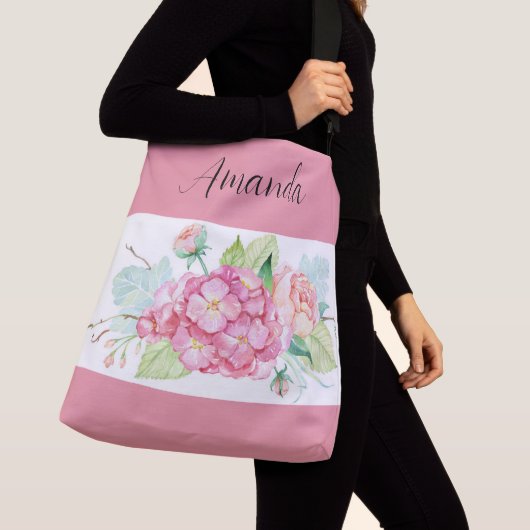 Roze Hydrangea Bloem Elke Dag of Strand  Crossbody Tas (Dichtbij)