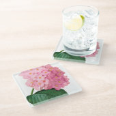 Roze hydrangea Bloem Onderzetter van glas Glazen Onderzetter (Schuin)