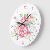 Roze Hydrangea Bloem Watercolor Wandklok (Hoek)
