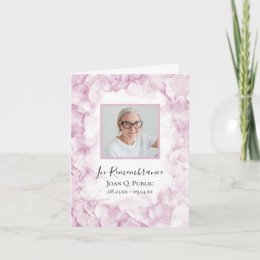 Roze Hydrangea Bloem Waterverf Begrafenis Sympathi Bedankkaart (Voorkant)