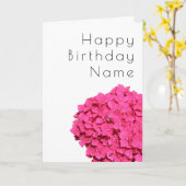 Roze Hydrangea Bloem Witte Art Deco Verjaardagskaa Kaart (Gele Bloem)