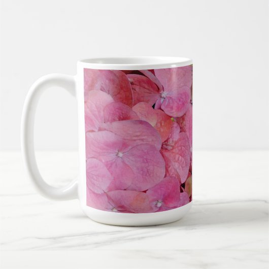 Roze Hydrangea Bloembloem Mok (Links)