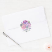 Roze Hydrangea Bloemen 80ste Verjaardag Ronde Sticker (Envelop)