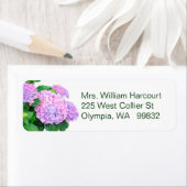 Roze Hydrangea Bloemen adreslabel Etiket (Insitu)