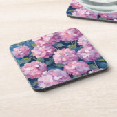 Roze Hydrangea Bloemen Bier Onderzetter (Linkerzijde)